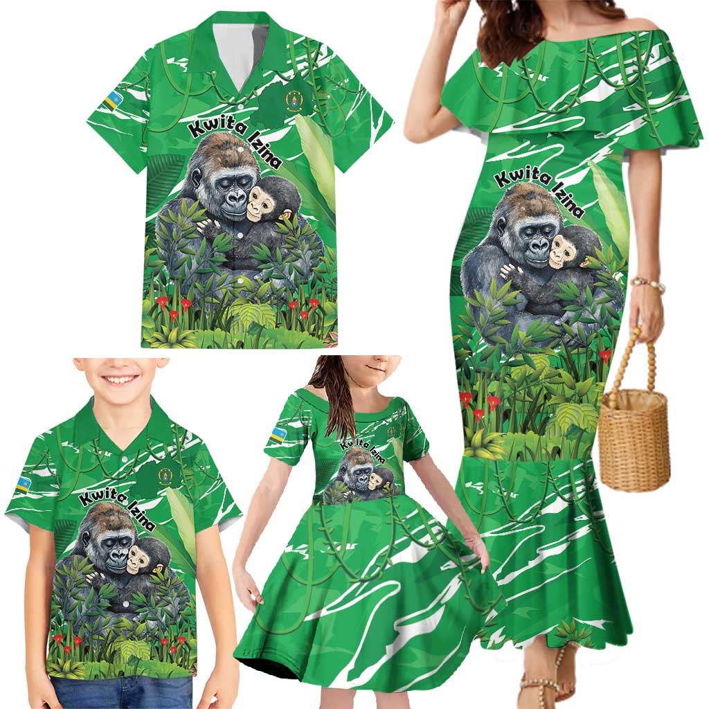 Personalized Rwanda Kwita Izina Family Matching Mermaid Dress and Hawaiian Shirt Name a Gorilla - Save a Species - Wonder Print Shop