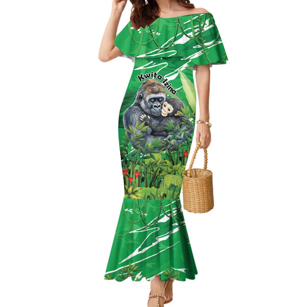 Personalized Rwanda Kwita Izina Family Matching Mermaid Dress and Hawaiian Shirt Name a Gorilla - Save a Species - Wonder Print Shop