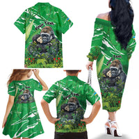 Personalized Rwanda Kwita Izina Family Matching Off The Shoulder Long Sleeve Dress and Hawaiian Shirt Name a Gorilla - Save a Species - Wonder Print Shop