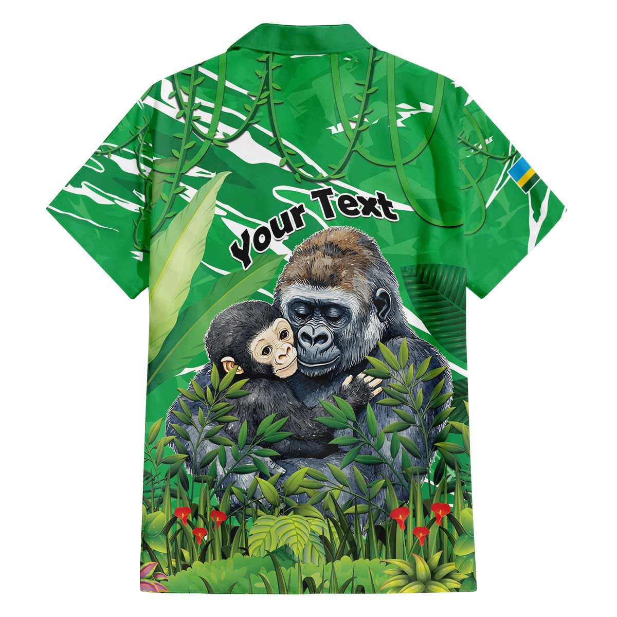 Personalized Rwanda Kwita Izina Family Matching Off The Shoulder Long Sleeve Dress and Hawaiian Shirt Name a Gorilla - Save a Species - Wonder Print Shop
