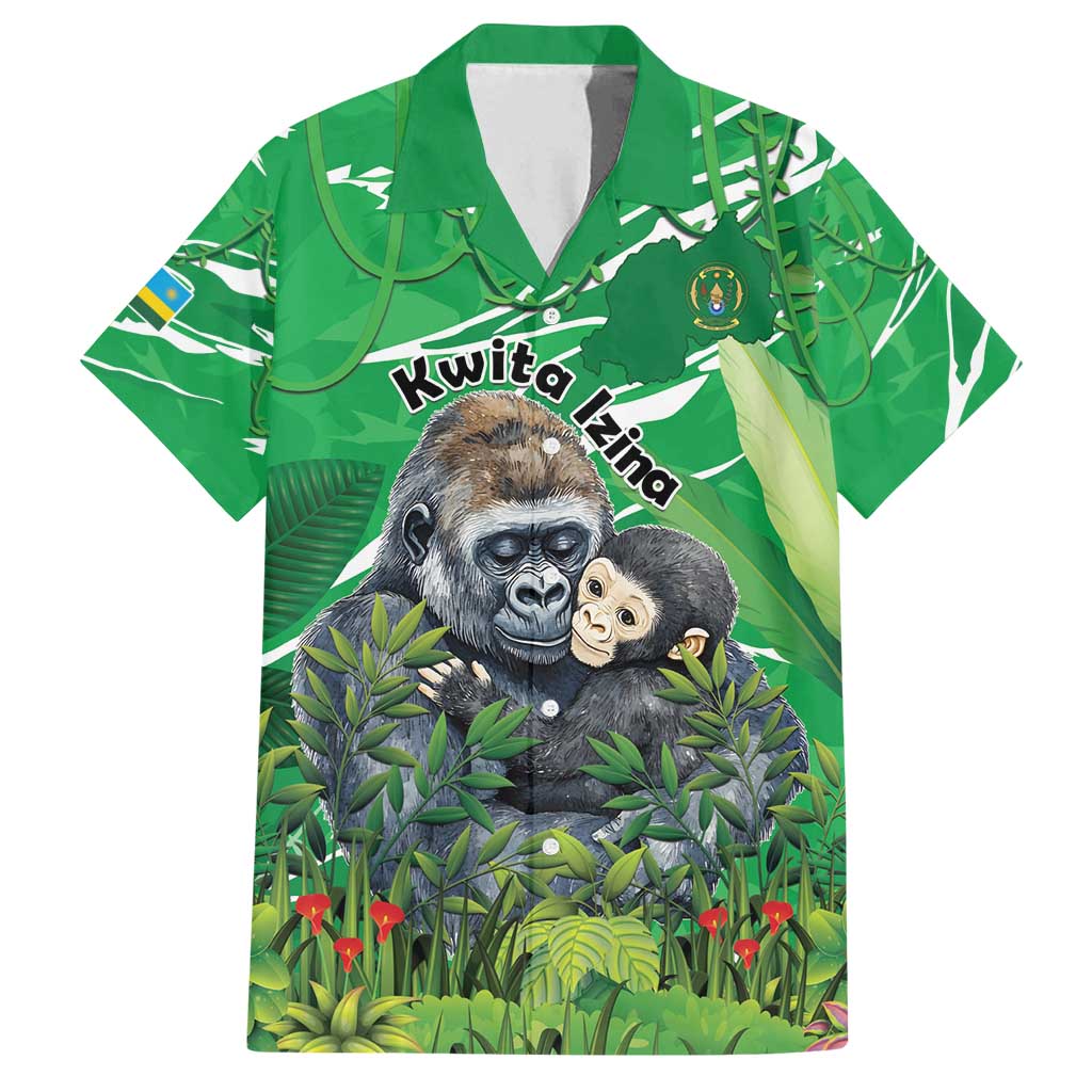 Personalized Rwanda Kwita Izina Family Matching Off Shoulder Short Dress and Hawaiian Shirt Name a Gorilla - Save a Species - Wonder Print Shop