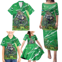 Personalized Rwanda Kwita Izina Family Matching Puletasi and Hawaiian Shirt Name a Gorilla - Save a Species - Wonder Print Shop