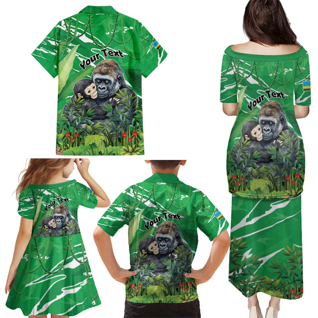 Personalized Rwanda Kwita Izina Family Matching Puletasi and Hawaiian Shirt Name a Gorilla - Save a Species - Wonder Print Shop