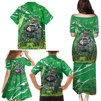 Personalized Rwanda Kwita Izina Family Matching Puletasi and Hawaiian Shirt Name a Gorilla - Save a Species - Wonder Print Shop