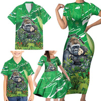 Personalized Rwanda Kwita Izina Family Matching Short Sleeve Bodycon Dress and Hawaiian Shirt Name a Gorilla - Save a Species - Wonder Print Shop