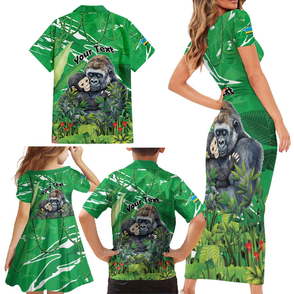Personalized Rwanda Kwita Izina Family Matching Short Sleeve Bodycon Dress and Hawaiian Shirt Name a Gorilla - Save a Species - Wonder Print Shop