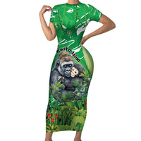 Personalized Rwanda Kwita Izina Family Matching Short Sleeve Bodycon Dress and Hawaiian Shirt Name a Gorilla - Save a Species - Wonder Print Shop