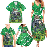 Personalized Rwanda Kwita Izina Family Matching Summer Maxi Dress and Hawaiian Shirt Name a Gorilla - Save a Species - Wonder Print Shop