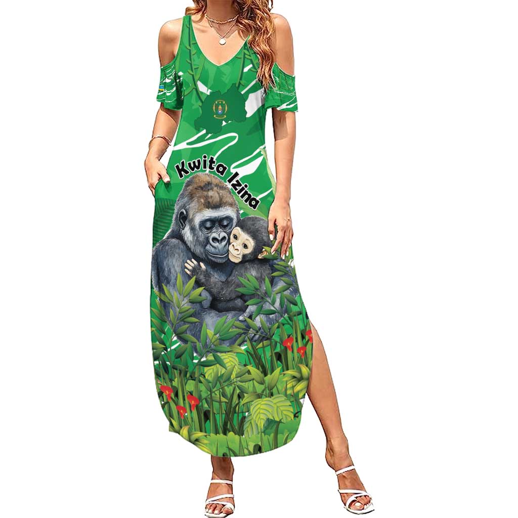 Personalized Rwanda Kwita Izina Family Matching Summer Maxi Dress and Hawaiian Shirt Name a Gorilla - Save a Species - Wonder Print Shop