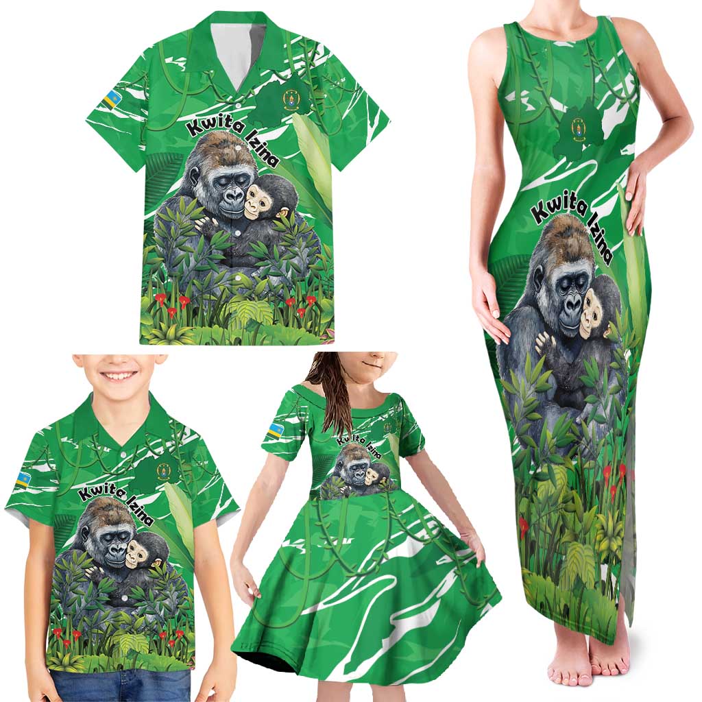 Personalized Rwanda Kwita Izina Family Matching Tank Maxi Dress and Hawaiian Shirt Name a Gorilla - Save a Species - Wonder Print Shop