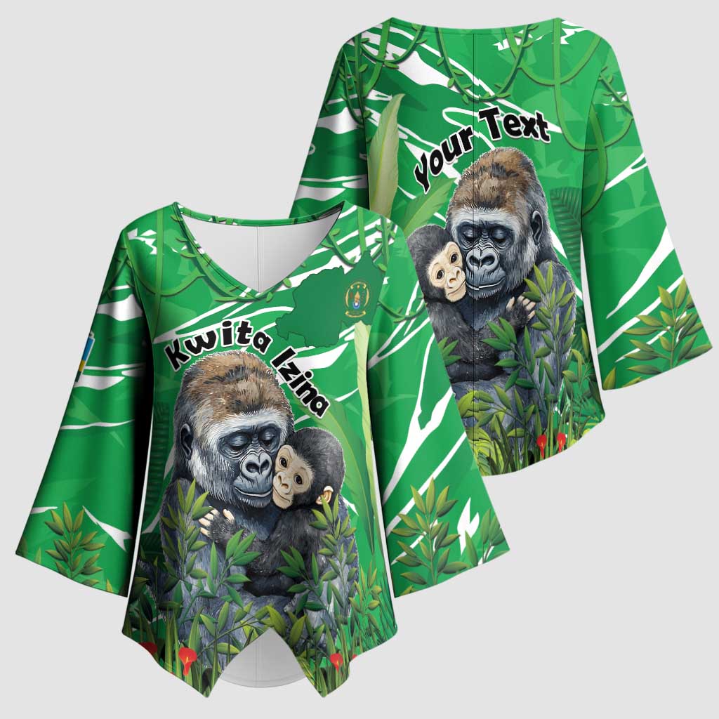 Personalized Rwanda Kwita Izina Kimono Sleeve Blouse Name a Gorilla - Save a Species - Wonder Print Shop