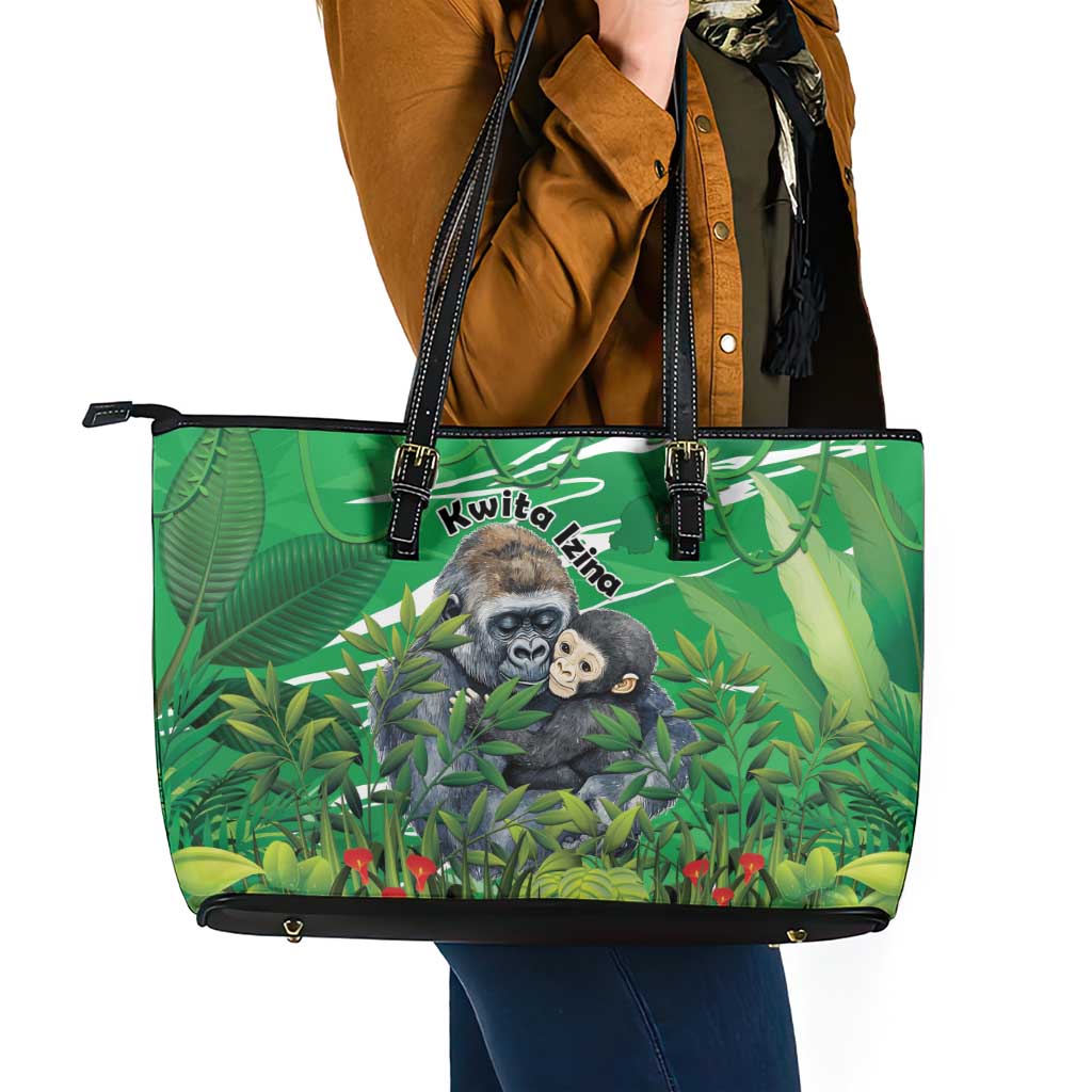 Rwanda Kwita Izina Leather Tote Bag Name a Gorilla - Save a Species - Wonder Print Shop
