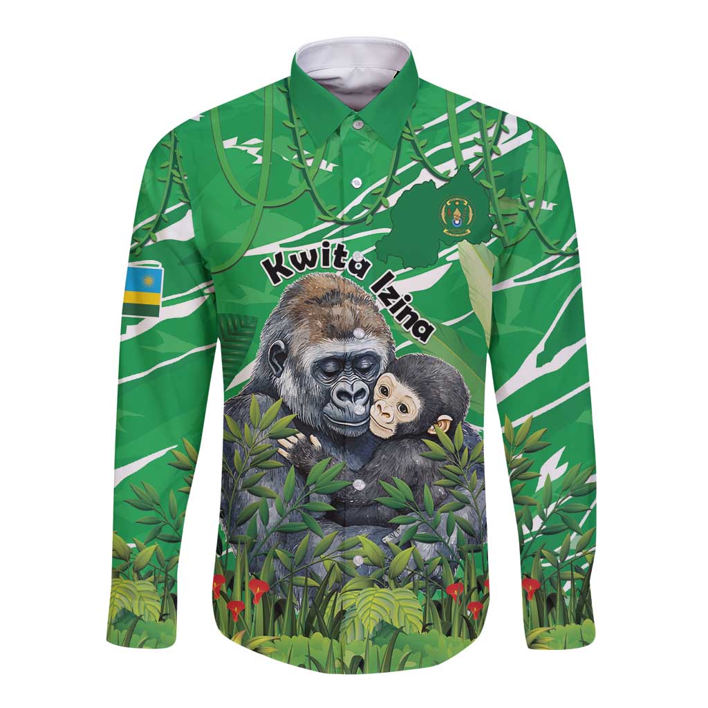 Personalized Rwanda Kwita Izina Long Sleeve Button Shirt Name a Gorilla - Save a Species - Wonder Print Shop