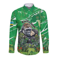 Personalized Rwanda Kwita Izina Long Sleeve Button Shirt Name a Gorilla - Save a Species - Wonder Print Shop