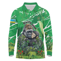Personalized Rwanda Kwita Izina Long Sleeve Polo Shirt Name a Gorilla - Save a Species - Wonder Print Shop