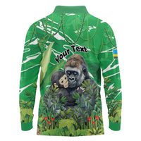 Personalized Rwanda Kwita Izina Long Sleeve Polo Shirt Name a Gorilla - Save a Species - Wonder Print Shop