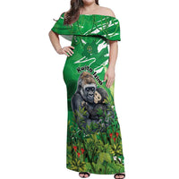 Personalized Rwanda Kwita Izina Off Shoulder Maxi Dress Name a Gorilla - Save a Species - Wonder Print Shop