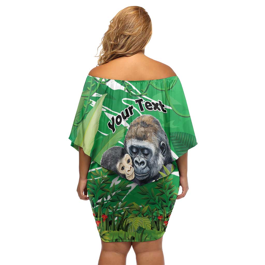 Personalized Rwanda Kwita Izina Off Shoulder Short Dress Name a Gorilla - Save a Species - Wonder Print Shop
