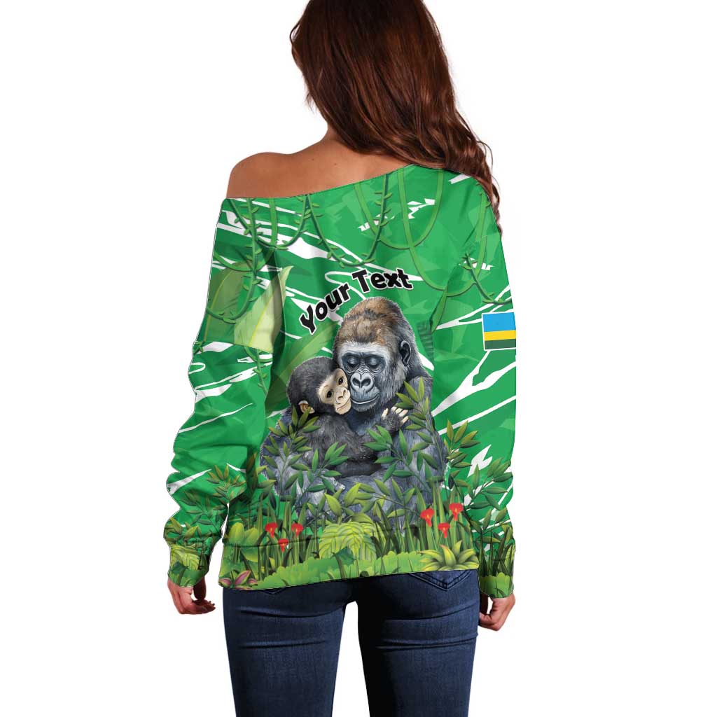 Personalized Rwanda Kwita Izina Off Shoulder Sweater Name a Gorilla - Save a Species - Wonder Print Shop