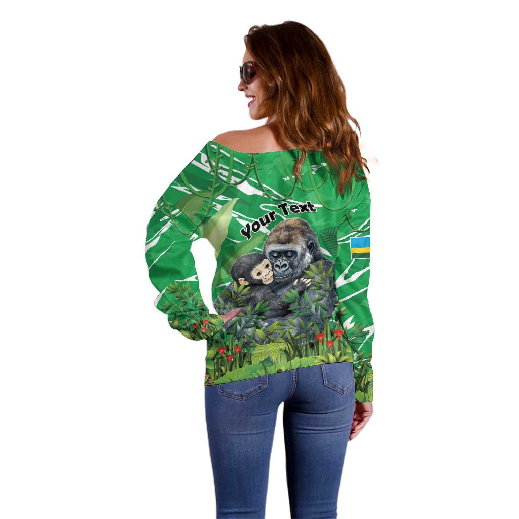 Personalized Rwanda Kwita Izina Off Shoulder Sweater Name a Gorilla - Save a Species - Wonder Print Shop