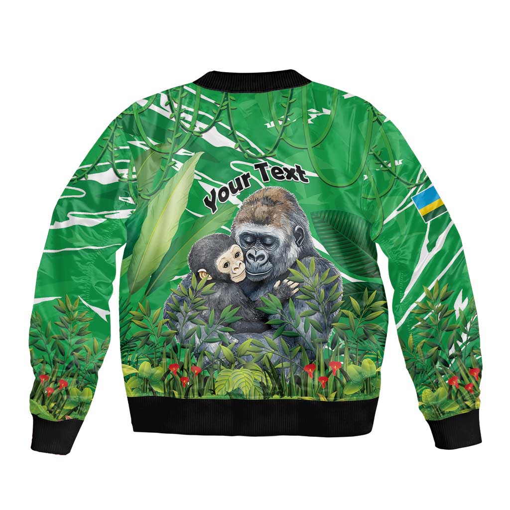 Personalized Rwanda Kwita Izina Sleeve Zip Bomber Jacket Name a Gorilla - Save a Species - Wonder Print Shop