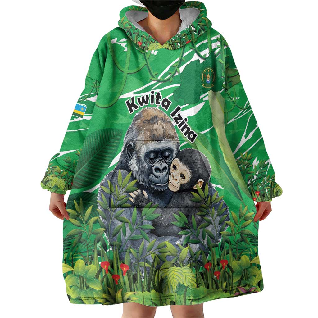 Personalized Rwanda Kwita Izina Wearable Blanket Hoodie Name a Gorilla - Save a Species - Wonder Print Shop