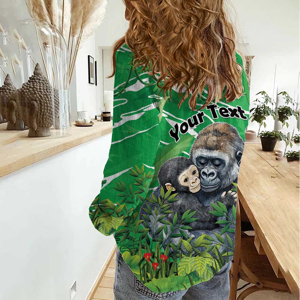 Personalized Rwanda Kwita Izina Women Casual Shirt Name a Gorilla - Save a Species - Wonder Print Shop