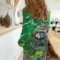 Personalized Rwanda Kwita Izina Women Casual Shirt Name a Gorilla - Save a Species - Wonder Print Shop