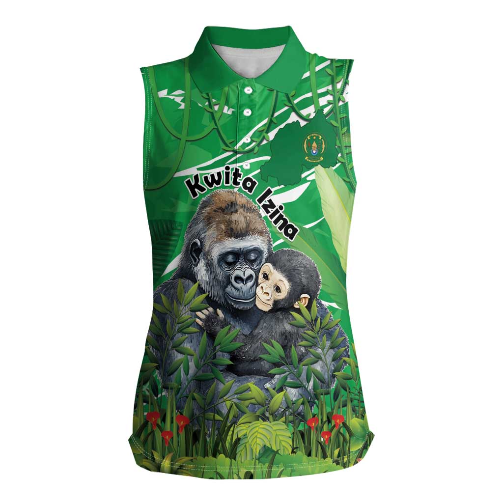 Personalized Rwanda Kwita Izina Women Sleeveless Polo Shirt Name a Gorilla - Save a Species - Wonder Print Shop