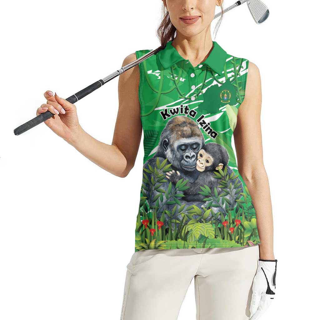 Personalized Rwanda Kwita Izina Women Sleeveless Polo Shirt Name a Gorilla - Save a Species - Wonder Print Shop