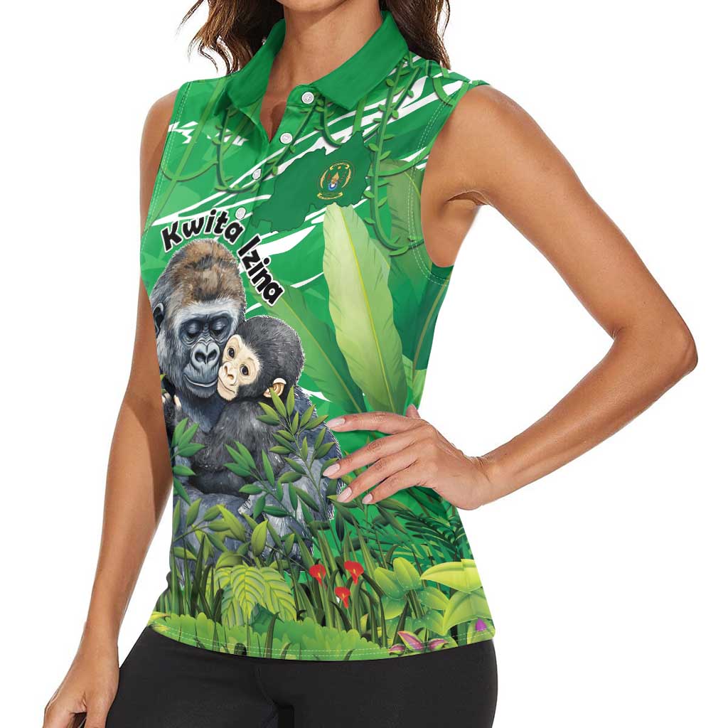 Personalized Rwanda Kwita Izina Women Sleeveless Polo Shirt Name a Gorilla - Save a Species - Wonder Print Shop