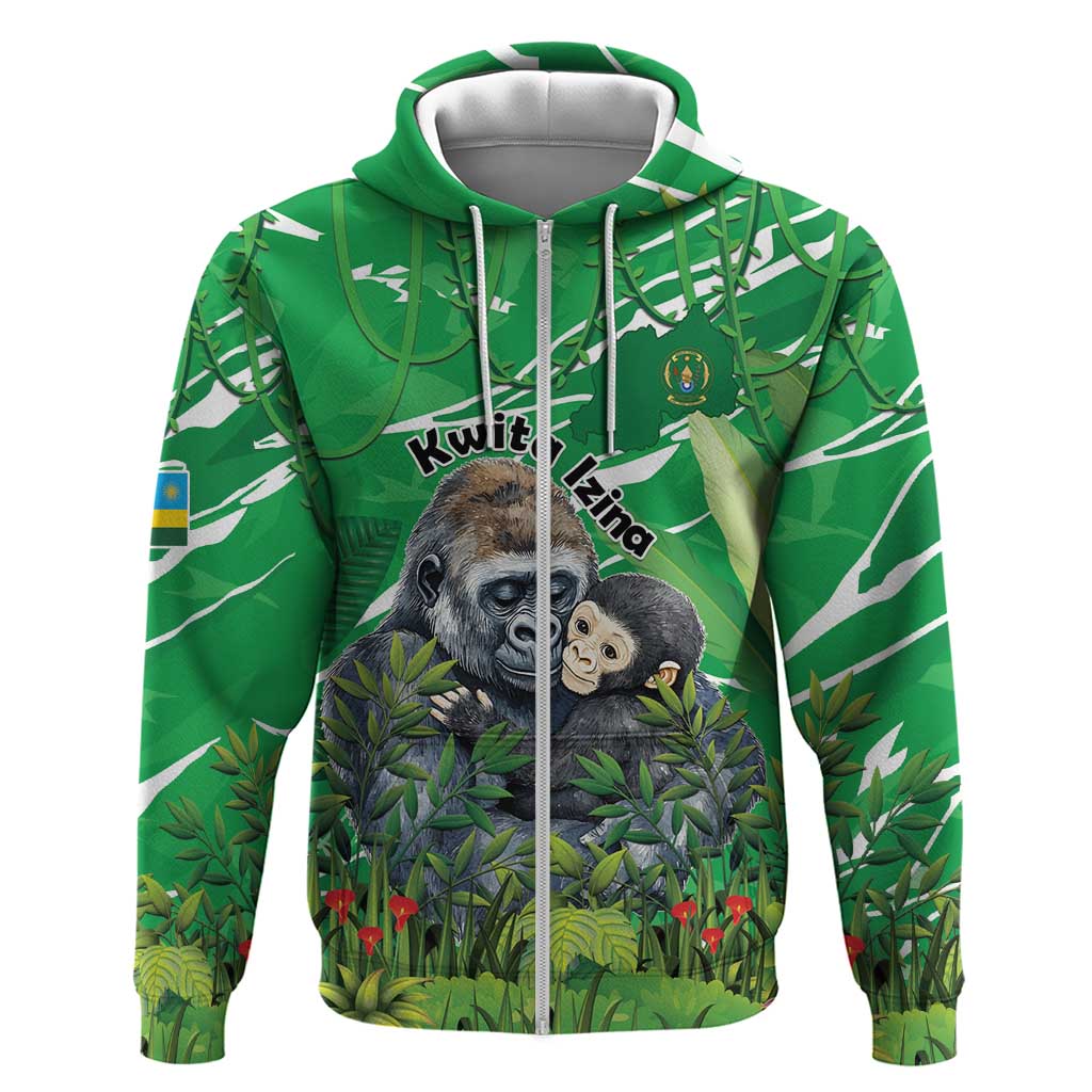 Personalized Rwanda Kwita Izina Zip Hoodie Name a Gorilla - Save a Species - Wonder Print Shop