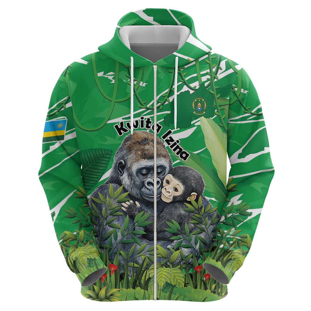 Personalized Rwanda Kwita Izina Zip Hoodie Name a Gorilla - Save a Species - Wonder Print Shop