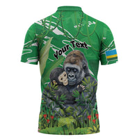 Personalized Rwanda Kwita Izina Zipper Polo Shirt Name a Gorilla - Save a Species - Wonder Print Shop