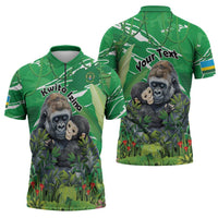 Personalized Rwanda Kwita Izina Zipper Polo Shirt Name a Gorilla - Save a Species - Wonder Print Shop