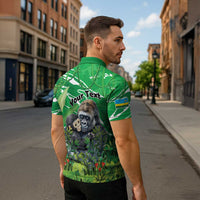 Personalized Rwanda Kwita Izina Zipper Polo Shirt Name a Gorilla - Save a Species - Wonder Print Shop