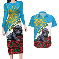 Personalized Rwanda Baby Gorilla Couples Matching Long Sleeve Bodycon Dress and Hawaiian Shirt Kwita Izina 2025 - Wonder Print Shop