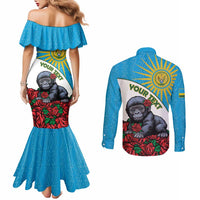 Personalized Rwanda Baby Gorilla Couples Matching Mermaid Dress and Long Sleeve Button Shirt Kwita Izina 2025 - Wonder Print Shop