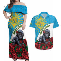 Personalized Rwanda Baby Gorilla Couples Matching Off Shoulder Maxi Dress and Hawaiian Shirt Kwita Izina 2025 - Wonder Print Shop