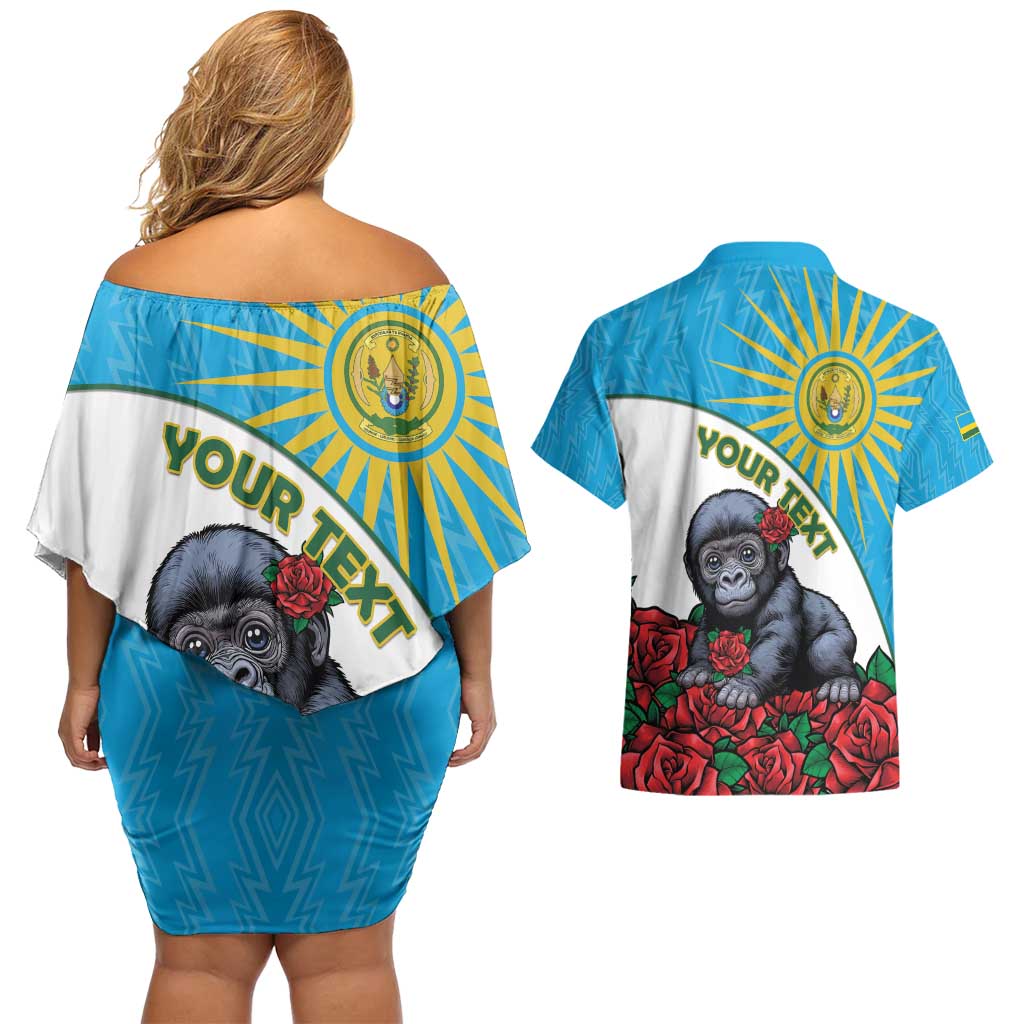 Personalized Rwanda Baby Gorilla Couples Matching Off Shoulder Short Dress and Hawaiian Shirt Kwita Izina 2025 - Wonder Print Shop