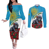 Personalized Rwanda Baby Gorilla Couples Matching Off The Shoulder Long Sleeve Dress and Long Sleeve Button Shirt Kwita Izina 2025 - Wonder Print Shop