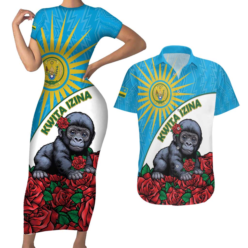 Personalized Rwanda Baby Gorilla Couples Matching Short Sleeve Bodycon Dress and Hawaiian Shirt Kwita Izina 2025 - Wonder Print Shop