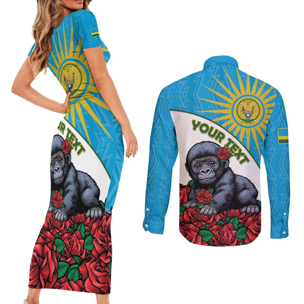 Personalized Rwanda Baby Gorilla Couples Matching Short Sleeve Bodycon Dress and Long Sleeve Button Shirt Kwita Izina 2025 - Wonder Print Shop