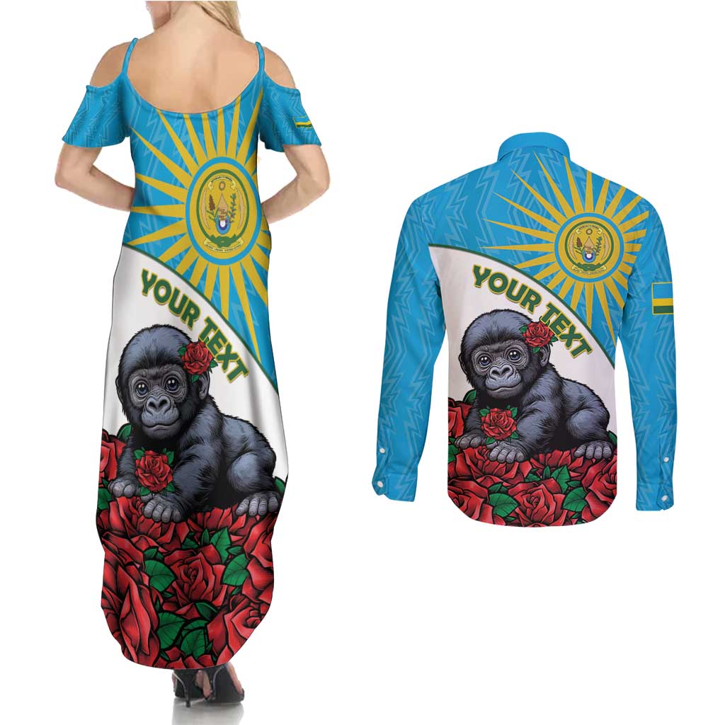 Personalized Rwanda Baby Gorilla Couples Matching Summer Maxi Dress and Long Sleeve Button Shirt Kwita Izina 2025 - Wonder Print Shop