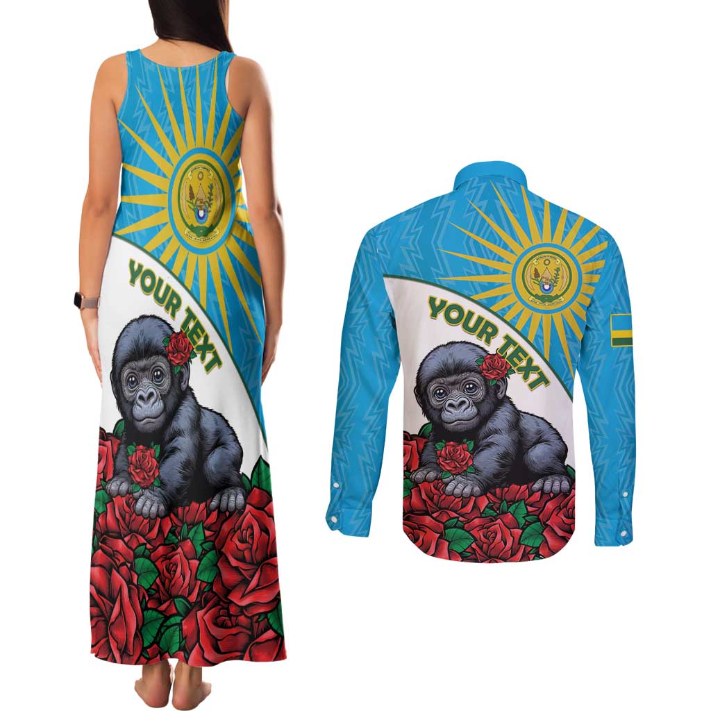 Personalized Rwanda Baby Gorilla Couples Matching Tank Maxi Dress and Long Sleeve Button Shirt Kwita Izina 2025 - Wonder Print Shop