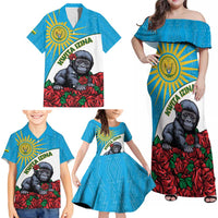Personalized Rwanda Baby Gorilla Family Matching Off Shoulder Maxi Dress and Hawaiian Shirt Kwita Izina 2025 - Wonder Print Shop