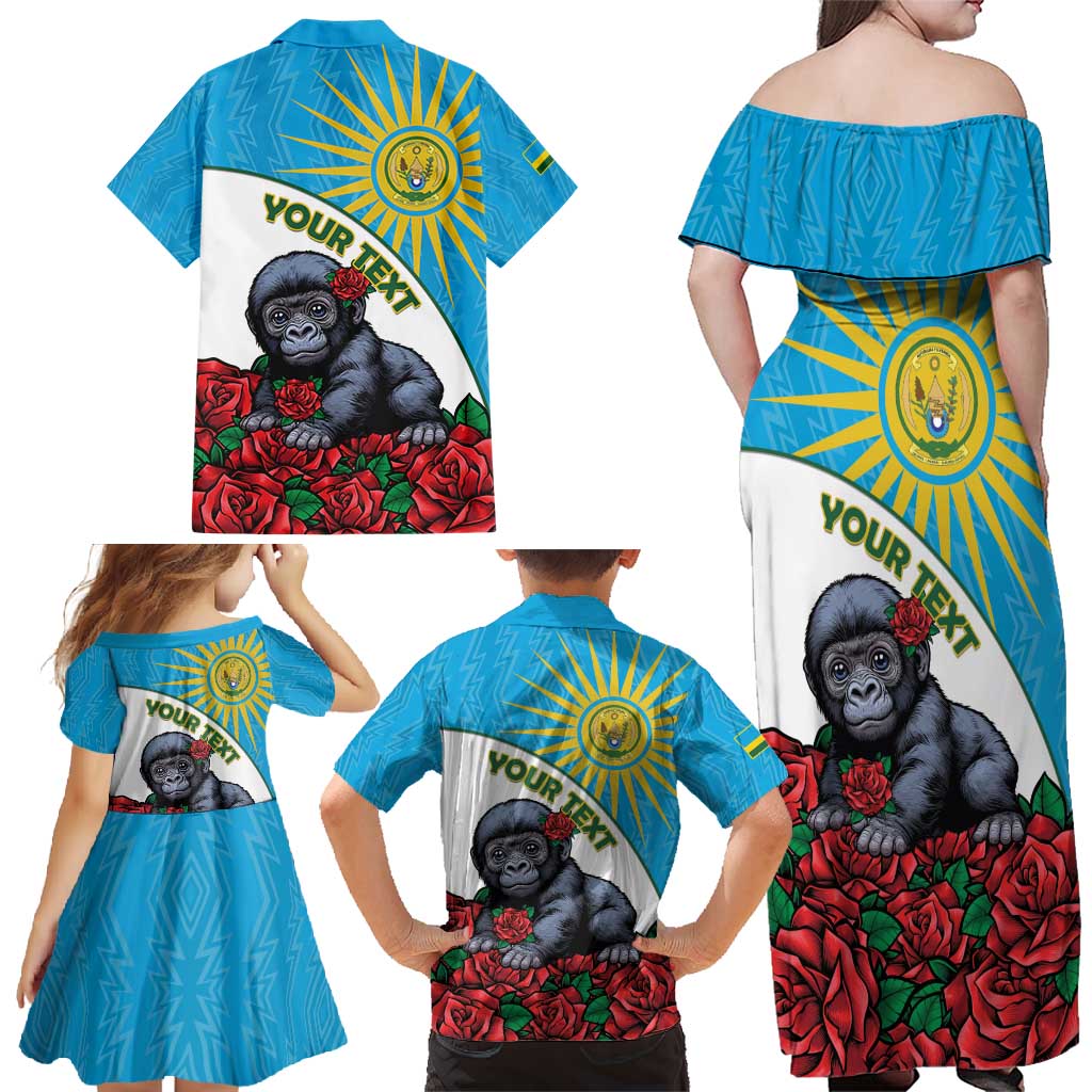 Personalized Rwanda Baby Gorilla Family Matching Off Shoulder Maxi Dress and Hawaiian Shirt Kwita Izina 2025 - Wonder Print Shop