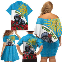 Personalized Rwanda Baby Gorilla Family Matching Off Shoulder Short Dress and Hawaiian Shirt Kwita Izina 2025 - Wonder Print Shop