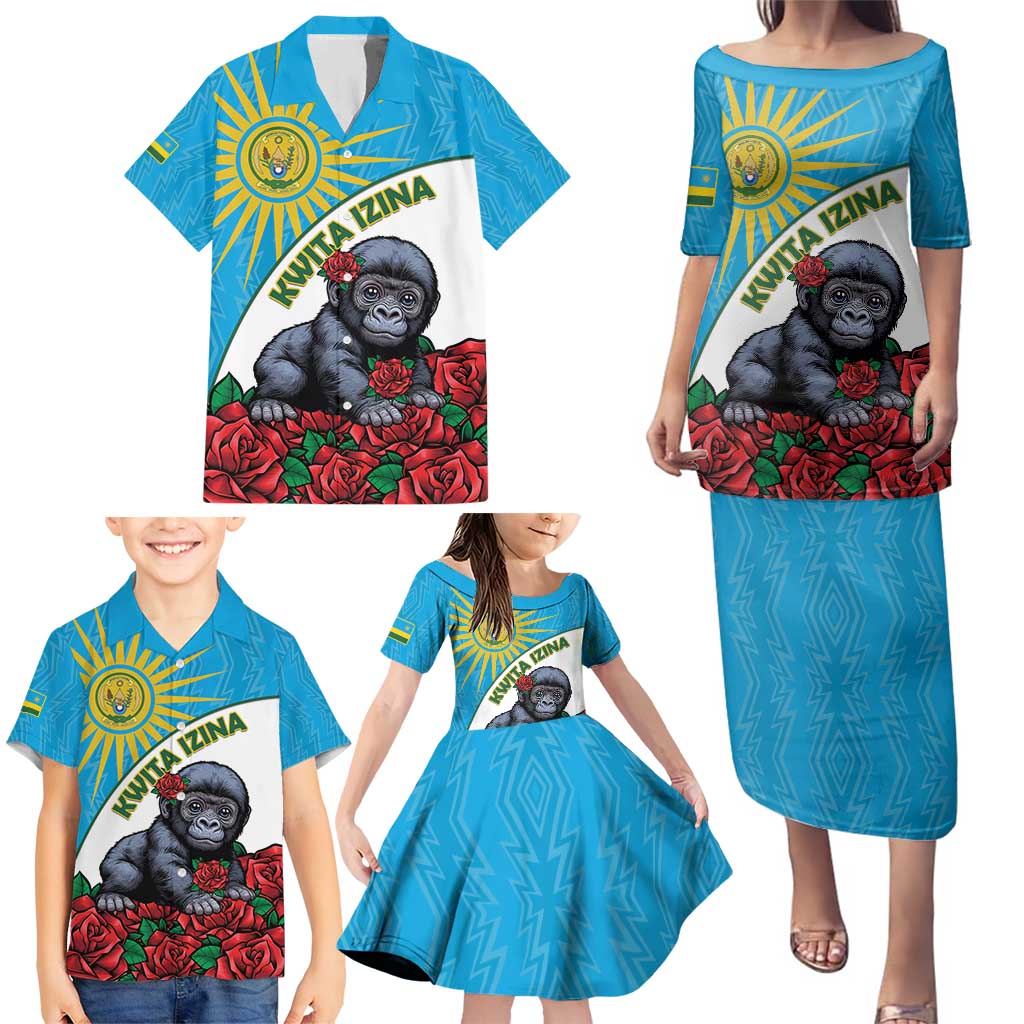 Personalized Rwanda Baby Gorilla Family Matching Puletasi and Hawaiian Shirt Kwita Izina 2025 - Wonder Print Shop