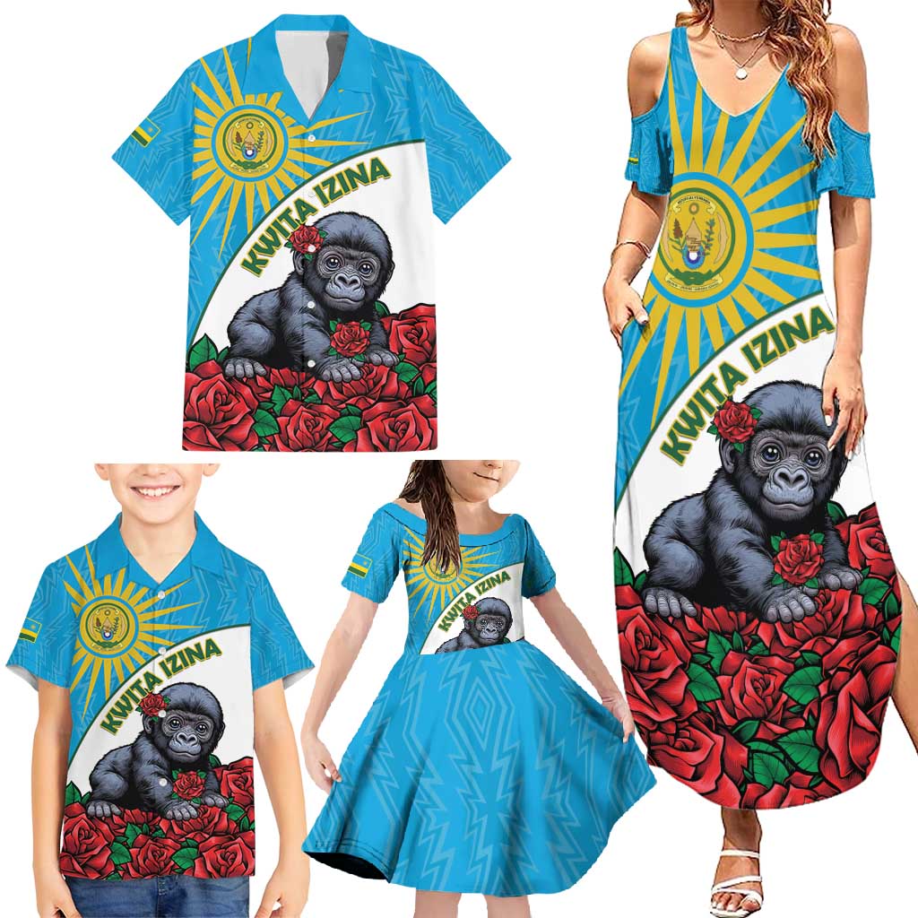 Personalized Rwanda Baby Gorilla Family Matching Summer Maxi Dress and Hawaiian Shirt Kwita Izina 2025 - Wonder Print Shop